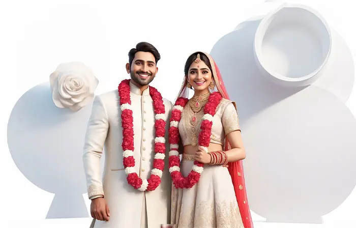 Traditional Hindu Wedding Couple 3d Character Illustration